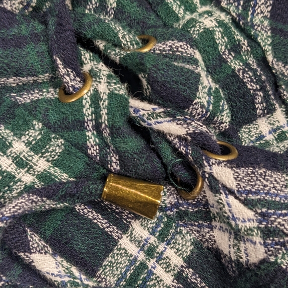 She+Sky Size Small Green Blue & White Flannel Tunic with Laces - Picture 10 of 11